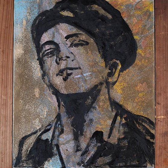'Paper Boy' David Bromley. Acrylic and oil on canvas. 46cm x 38cm (frame size 54cm x 47cm)