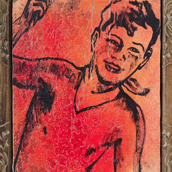 'A Land of Sunshine' David Bromley. Acrylic and oil on canvas. 42 x 32cm (frame size 52 x 42cm)