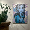 'Rosie' David Bromley. Acrylic on canvas with silver metal leafing. 120 x 90cm