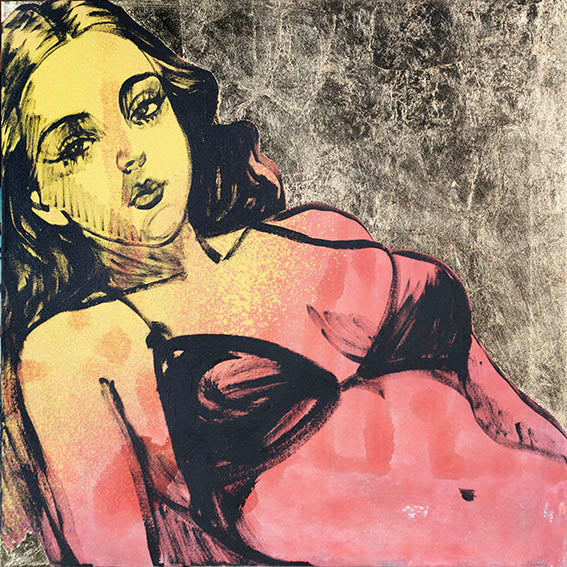 'Late Summer I' David Bromley. Acrylic, oil and gold metal leaf on canvas. 93 x 93cm
