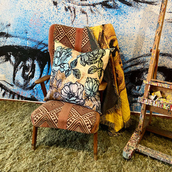 'Roses II' Linen Cushion by Bromley Studio. 60 x 60cm