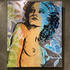 ‘Hilary’ David Bromley. Acrylic on canvas with silver metal leafing. 180 x 150cm