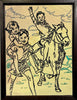 'Horse Play' David Bromley. Embroidery on hand painted canvas in timber frame. 33 x 25cm