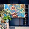 'Lively Butterflies' David Bromley. Acrylic on canvas with gold leaf gilding. 120 x 180cm