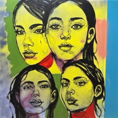 'Visage I' David Bromley. Acrylic and oil on canvas. 150 x 150cm