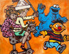 9. 'Cookie Monster and Ernie Go Forth' Sesame Street x Bromley, Acrylic on Canvas, 115 x 146cm