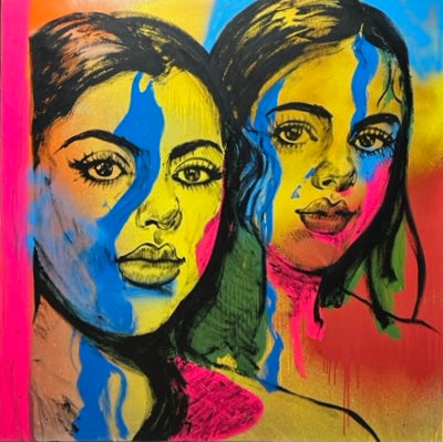 'Visage II' David Bromley. Acrylic and oil on canvas. 150 x 150cm