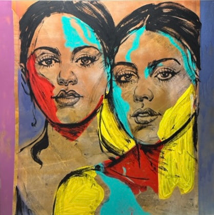 'Visage III' David Bromley. Acrylic and oil on canvas. 150 x 150cm