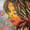 'Jessica' David Bromley. Acrylic on canvas with silver metal leafing. 150 x 120cm.