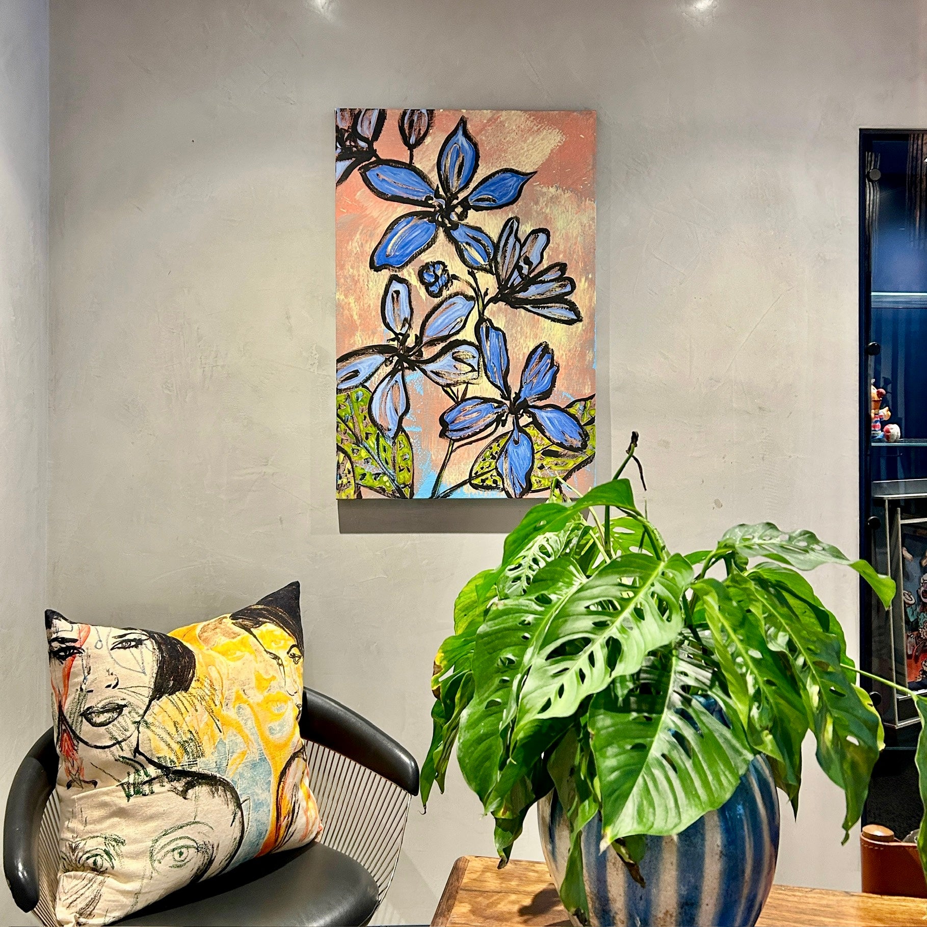 'Velvet Blooms III' David Bromley. Acrylic on canvas. 90 x 60cm