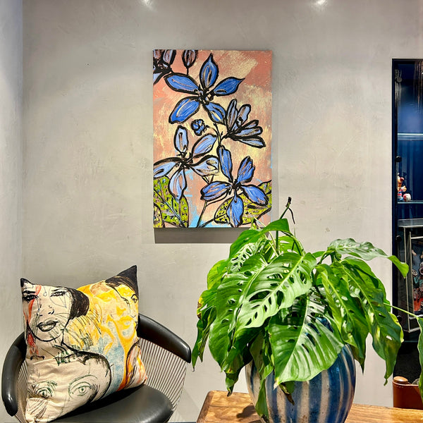 'Velvet Blooms III' David Bromley. Acrylic on canvas. 90 x 60cm