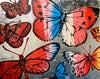 'Sunset Butterflies' David Bromley. Acrylic on canvas with silver leaf gilding. 120 x 150 cm