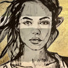 'Jade' David Bromley. Acrylic on canvas with gold leaf gilding.  146 x 114cm