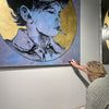 ‘Smoking Boy I’ David Bromley. Acrylic on canvas with gold leafing and varnish wash. 150 x 150cm