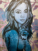 'Rosie' David Bromley. Acrylic on canvas with silver metal leafing. 120 x 90cm