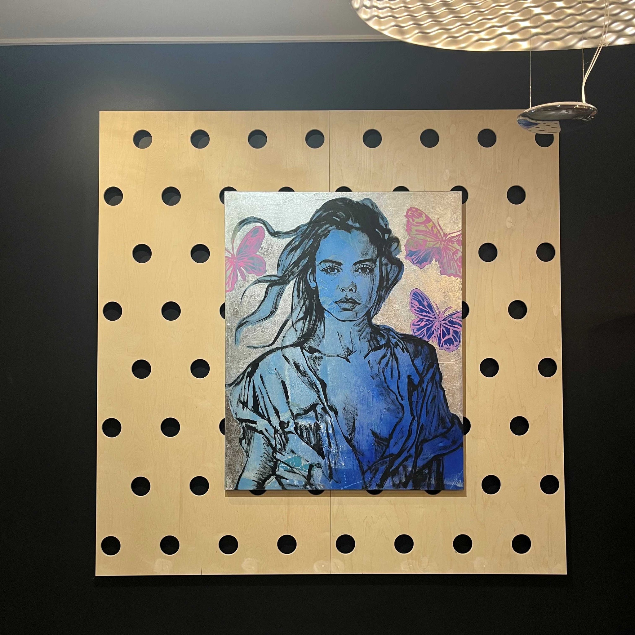 'Jade' David Bromley, Acrylic on canvas with silver leaf gilding, 150cm x 120cm