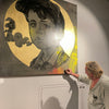 ‘Smoking Boy II’ David Bromley. Acrylic on canvas with gold leafing and varnish wash. 150 x 150cm
