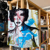 'Winter' Large Cotton Canvas Tote by Bromley Studio. 59 x 54cm