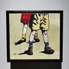 'Legs II' David Bromley. Embroidery on hand painted canvas in a timber frame. 26 x 35 cm