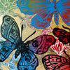 'Lively Butterflies' David Bromley. Acrylic on canvas with gold leaf gilding. 120 x 180cm