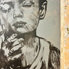 'Smoking Boy' David Bromley. Acrylic on canvas, framed. 52 x 45cm