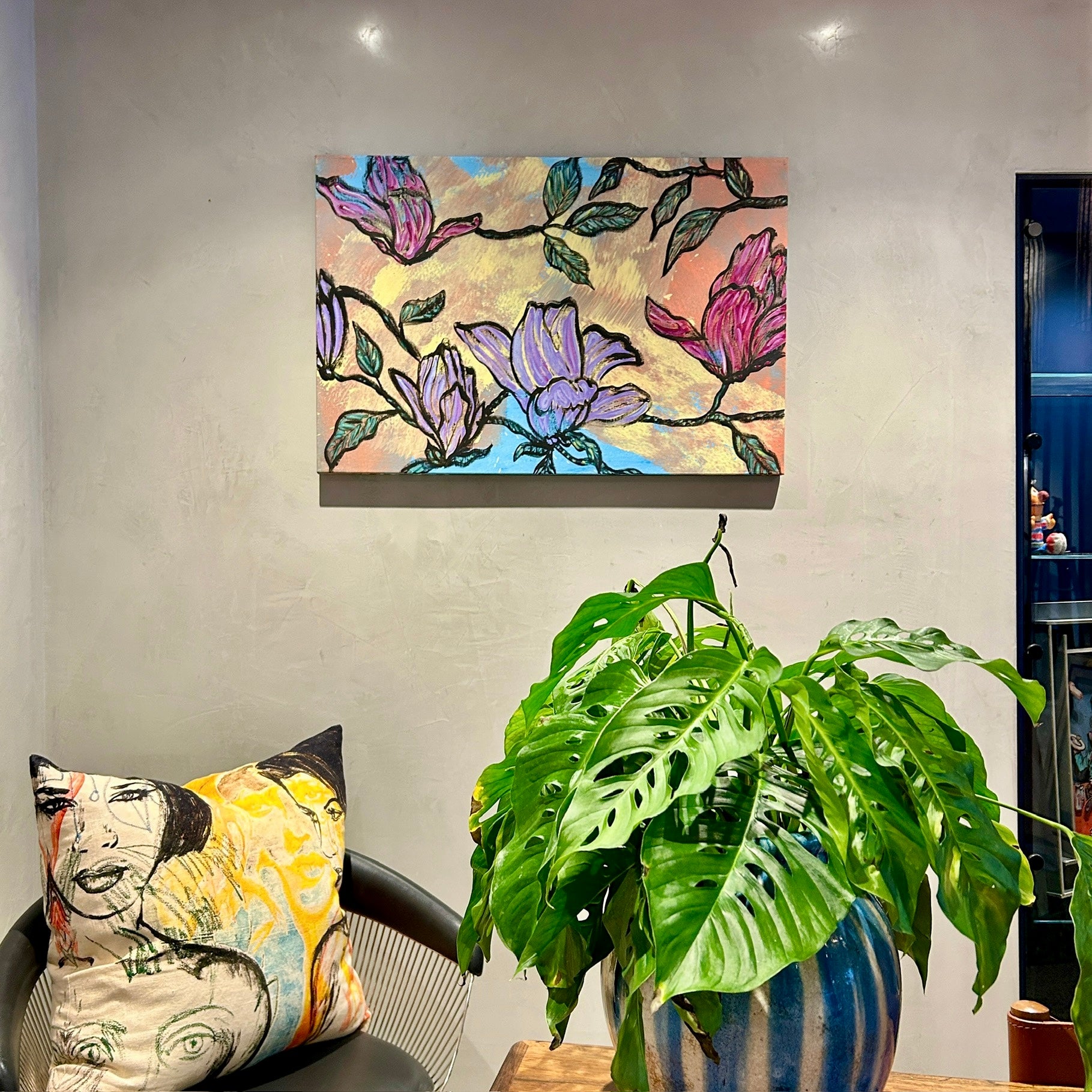 'Velvet Blooms II' David Bromley. Acrylic on canvas. 60 x 90cm