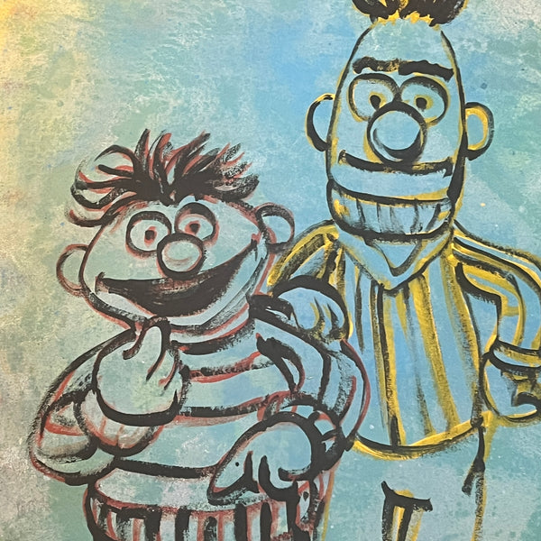3. 'Bert and Ernie' Sesame Street x Bromley, Acrylic on handmade paper, 93 x 70cm