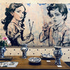 'Young Artists'. David Bromley. Acrylic on canvas with silver leaf gilding. 160cm x 280cm.