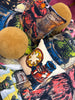 'COOKIE MONSTER' SQ VELVET CUSHION BY DAVID BROMLEY. 50 X 50CM