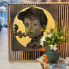 ‘Smoking Boy II’ David Bromley. Acrylic on canvas with gold leafing and varnish wash. 150 x 150cm