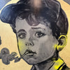 ‘Smoking Boy II’ David Bromley. Acrylic on canvas with gold leafing and varnish wash. 150 x 150cm