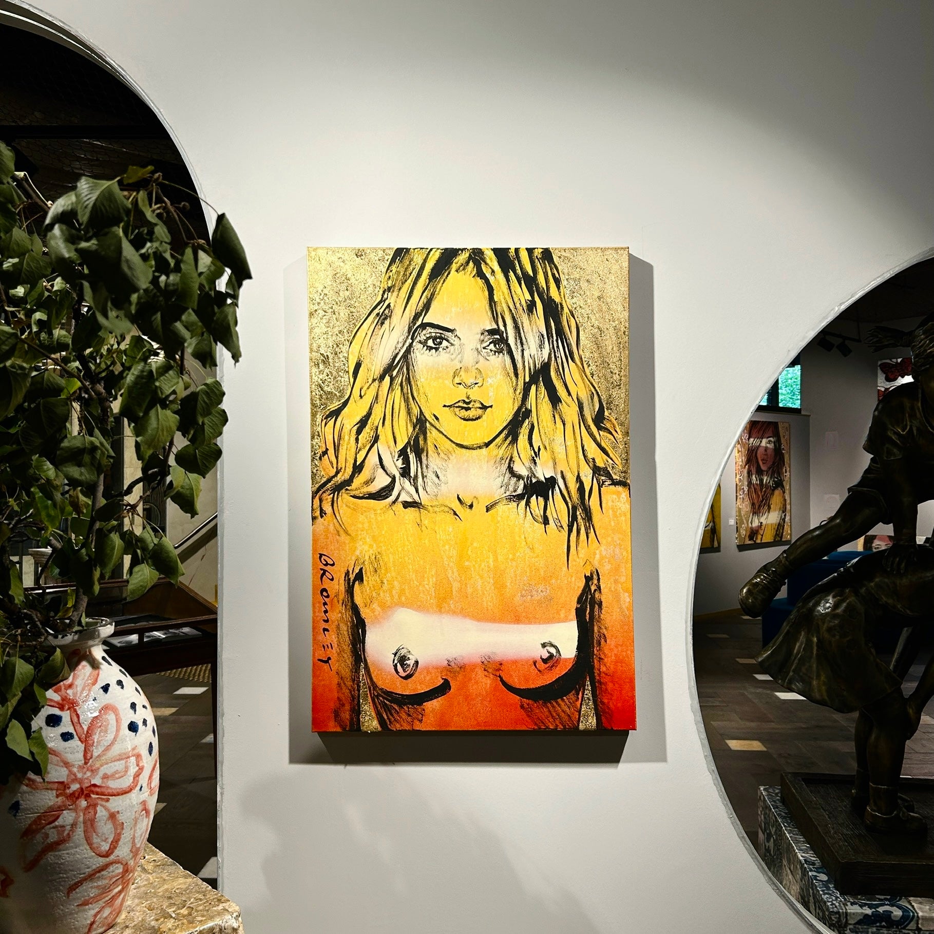 'Ashley' David Bromley. Acrylic on canvas with gold leaf gilding. 90 x 60 cm