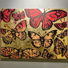 'Sunset Butterflies' David Bromley. Acrylic on canvas with gold leaf gilding. 90 x 120cm