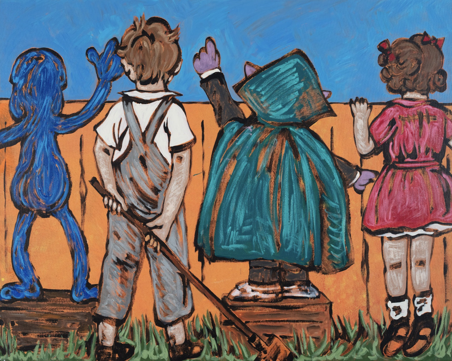 13. 'Over the Fence with Grover and Count Von Count' Sesame Street x Bromley, Acrylic on canvas, 115 x 146cm