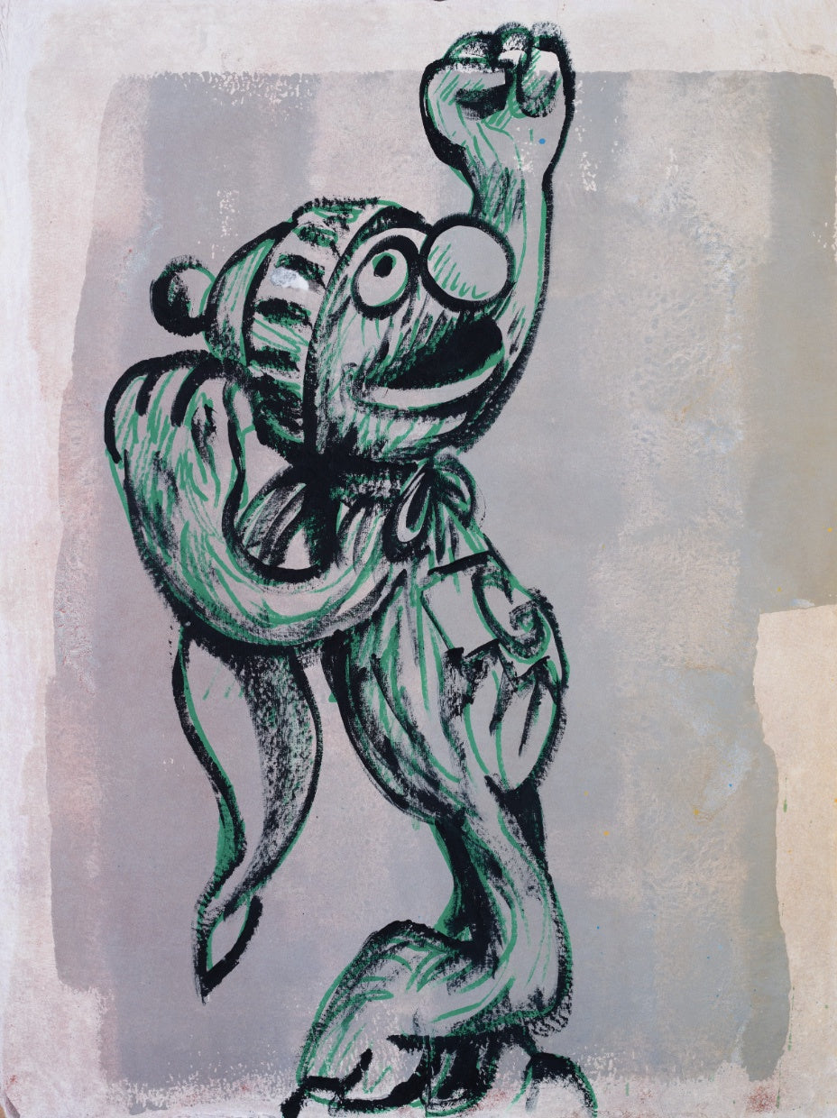 6. 'Super Grover I' Sesame Street x Bromley, Acrylic on handmade paper, 93 x 70cm