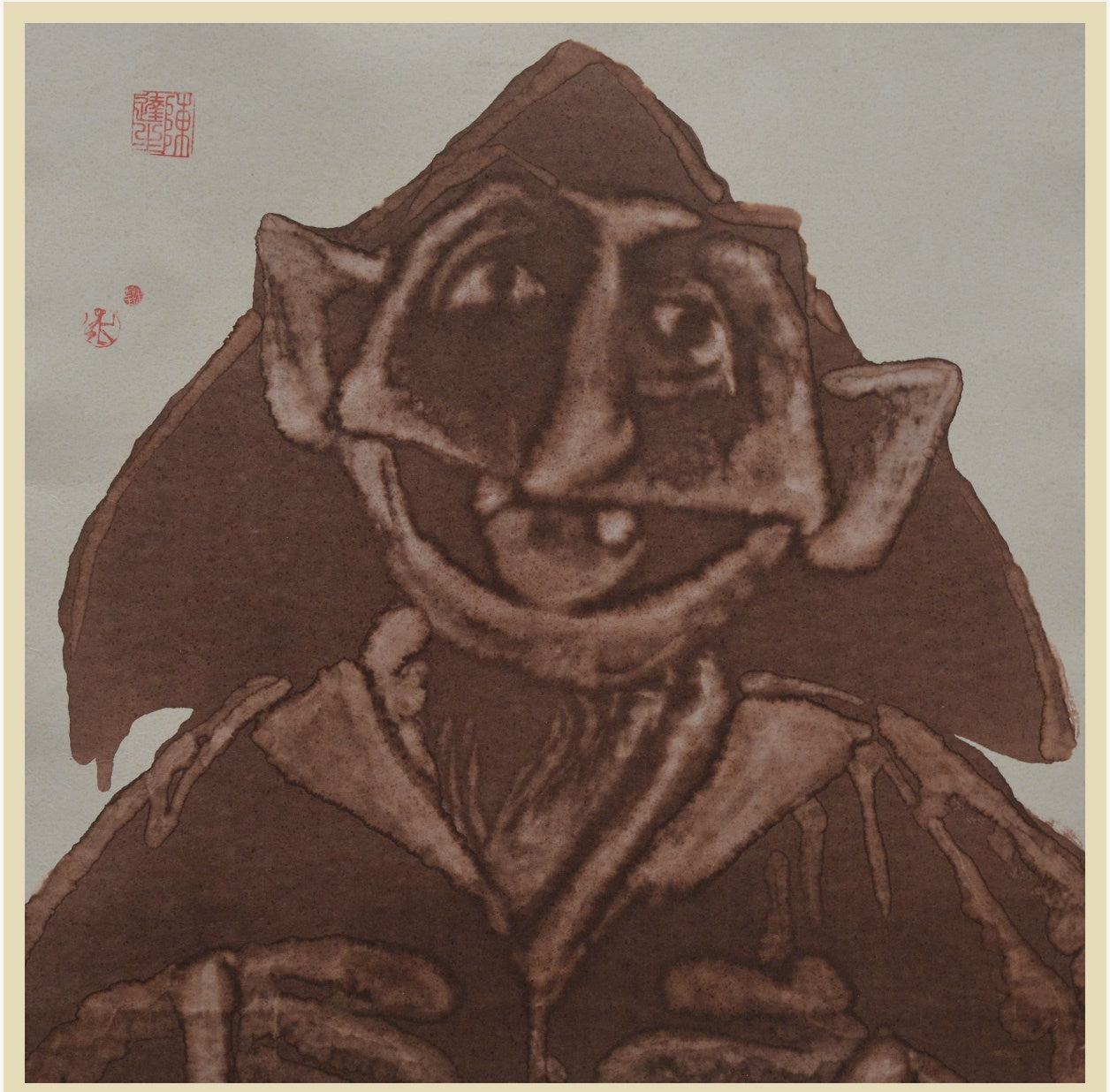 'Count Von Count' Datsun Tran. Alcohol ink and gouache on mulberry paper. 69 x 69cm