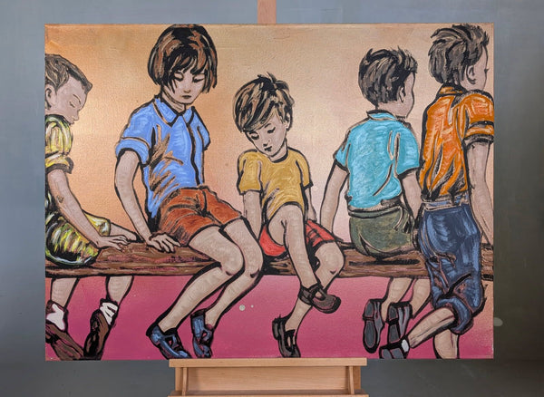 'On the fence' David Bromley, Acrylic on canvas, 90cm x 120cm,