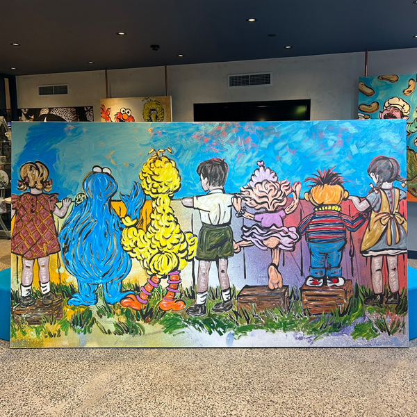 1. 'In Your Neighbourhood' David Bromley. Acrylic on canvas. 160 x 280cm