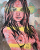 'Rosie' David Bromley, Acrylic on Canvas with silver leaf gilding, 150cm x 120cm,