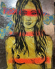 'Rosie' David Bromley, Acrylic on Canvas with silver leaf gilding, 150cm x 120cm,,