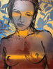 'Romy'. David Bromley. Acrylic on canvas with silver leaf gilding.  150cm x 120cm.