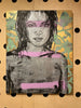 'Belinda' David Bromley, Acrylic on Canvas with gold leaf gilding, 150cm x 120cm