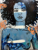 'Milan' David Bromley. Acrylic on canvas with silver. 150cm x 120cm.