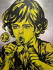 'Bubble Boy' David Bromley, Acrylic on canvas with silver leaf gilding, 150cm x 120cm
