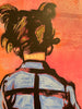 '3 Girls over the fence' David Bromley. Acrylic on canvas. 150cm x 120cm.