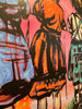 '3 Girls over the fence' David Bromley. Acrylic on canvas. 150cm x 120cm.