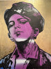 'Smoking Boy' David Bromley, Acrylic on canvas with gold leaf gilding, 150cm x 120cm