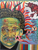 ‘Truckin my guapo way’ Gorè. Acrylic on canvas. 120 x 270cm triptych (135 x 285.5cm frame size).