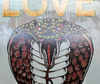 ‘Love’ Gorè. Acrylic on timber. 120 x 90cm (125 x 95cm frame size).