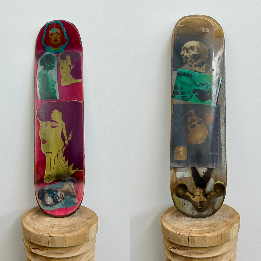 2. 'I Miss You' David Bromley customised skateboard. 80 x 20cm